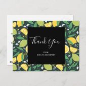 イエローレモンとライムフルーツパタンありがとう ポストカード (正面/裏面)