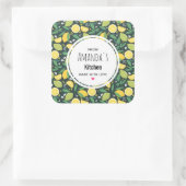 イエローレモンとライムフルーツパターンキッチン スクエアシール (バッグ)