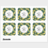 イエローレモンとライムフルーツパターンキッチン スクエアシール (シート)