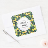 イエローレモンとライムフルーツパターンキッチン スクエアシール (封筒)