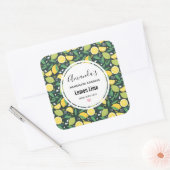 イエローレモンとライムフルーツパターンキャンドルビズ スクエアシール (封筒)