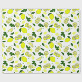 イエローレモンと葉のハンドパタ図解入りの、写真付きのーン ラッピングペーパー (フラット)