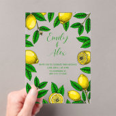 イエローレモンと葉の緑アクリル招待状 アクリル招待状 (インサイチュ (ポータブル))
