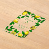 イエローレモンと葉の緑アクリル招待状 アクリル招待状 (レイダウン)