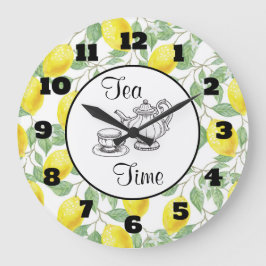 イエローレモンと葉緑の香り付き茶時間 ラージ壁時計