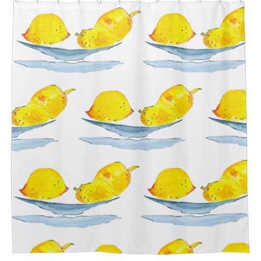 イエローレモンのフルーツアート シャワーカーテン (正面)