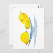 イエローレモンのフルーツアート ポストカード (正面/裏面)