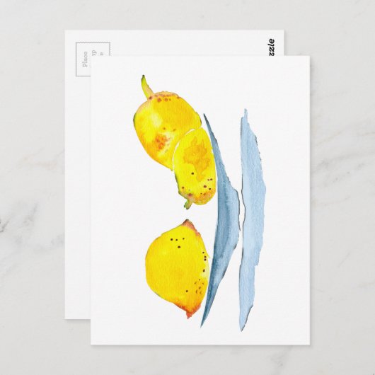 イエローレモンのフルーツアート ポストカード (正面/裏面)