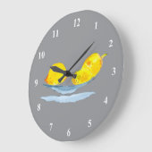 イエローレモンのフルーツアート ラージ壁時計 (傾斜)