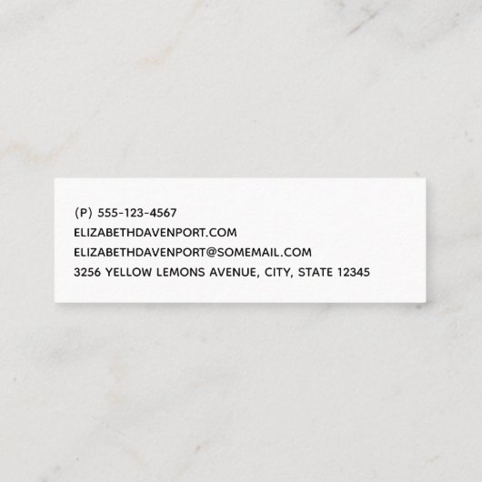 イエローレモンの水のカラーパターン スキニー名刺 (裏面)