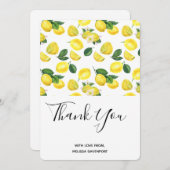 イエローレモンの水の色のパターンありがとう サンキューカード (正面/裏面)