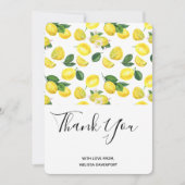 イエローレモンの水の色のパターンありがとう サンキューカード (正面)