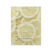 イエローレモンの食べ物のジャーナルシンプル- Day Meal Diary ノートパッド (回転)