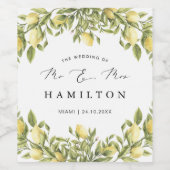 イエローレモンアマルフィ地中海のコースト結婚ーズ ワインラベル (シングルラベル)