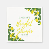 イエローレモンウォーターカラーブライダルシャワー スタンダードカクテルナプキン (正面)