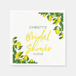 イエローレモンウォーターカラーブライダルシャワー スタンダードカクテルナプキン
