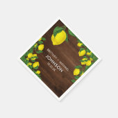 イエローレモンウォーターカラー結婚カップルの素朴木材 スタンダードカクテルナプキン (角)