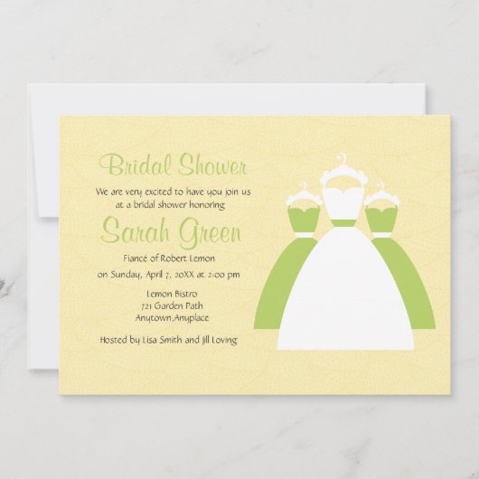 イエローレモングリーンカスタムブライダルシャワー招待状 招待状 (正面)
