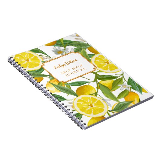 イエローレモングローブ明るい夏の名パーソナライズされた前 ノートブック (右側)