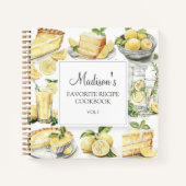 イエローレモンケーキレモネードレシピクックブック ノートブック (正面)
