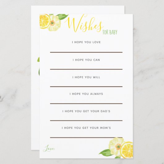 イエローレモンシトラスフローラベビーウィズカード (正面/裏面)