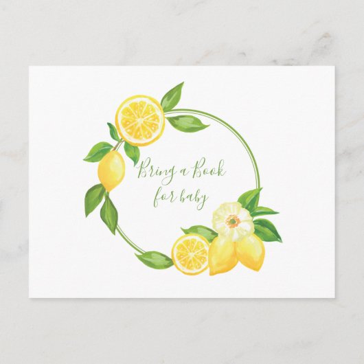 イエローレモンシトラス持参ブックカードベビーシャワー インビテーションポストカード (裏面)