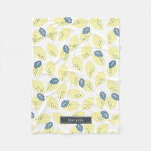 イエローレモンシトラス&ブルーグレーリーフパターン