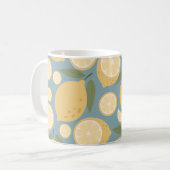 イエローレモンシームレスパターン コーヒーマグカップ (正面左)