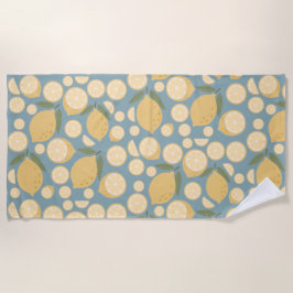 イエローレモンシームレスパターン ビーチタオル