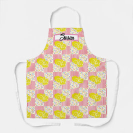 イエローレモンストライプピンク夏 エプロン