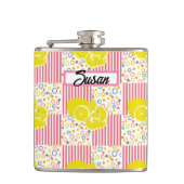 イエローレモンストライプピンク夏 フラスク (正面)