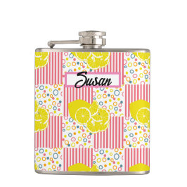 イエローレモンストライプピンク夏 フラスク