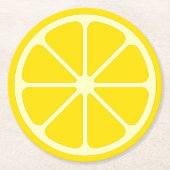 イエローレモンスライスサマーパーティー紙コースター ラウンドペーパーコースター (正面)