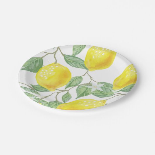 イエローレモンズオンつる植物デザイン ペーパープレート (アングル)