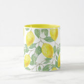 イエローレモンズオンつる植物デザイン マグカップ (中央)