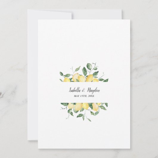 イエローレモンズサマーフルーツ庭園の結婚式 招待状 (裏面)