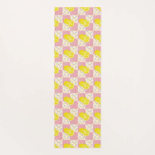 イエローレモンズピンクホワイトストライプズ ヨガマット (裏面)
