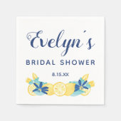 イエローレモンズミントグリーンアンドブルーブライダルシャワー スタンダードカクテルナプキン (正面)