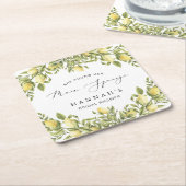 イエローレモンソレント地中海のブライダルシャワー スクエアペーパーコースター (アングル)