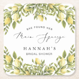 イエローレモンソレント地中海のブライダルシャワー スクエアペーパーコースター
