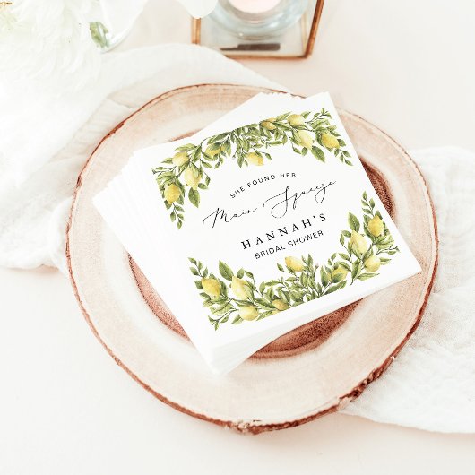 イエローレモンソレント地中海のブライダルシャワー スタンダードカクテルナプキン