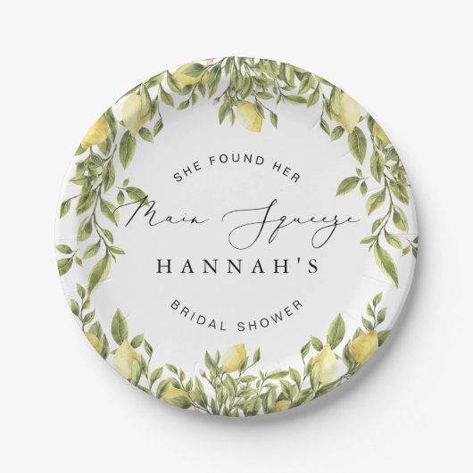 イエローレモンソレント地中海のブライダルシャワー ペーパープレート (正面)