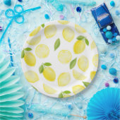 イエローレモンパターンパーティープレート ペーパープレート (パーティー)