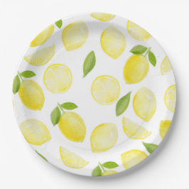 イエローレモンパターンパーティープレート ペーパープレート