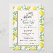 イエローレモンパターンブライダルティー招待状 招待状 (正面)