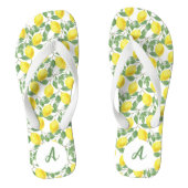イエローレモンパターン名グリーンホワイト ビーチサンダル (フットベッド)