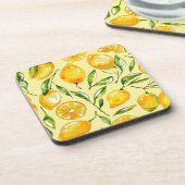 イエローレモンフルーツコースター | Fruit Coaster Set コースター (左側)
