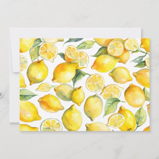 イエローレモンフルーツシトラス最初の誕生日の写真 招待状 (裏面)