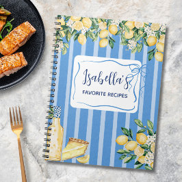 イエローレモンフルーツ&ブルーストライプレシピジャーナル ノートブック