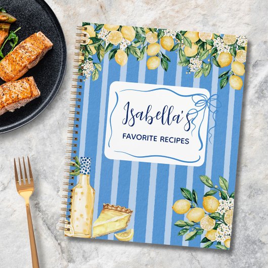 イエローレモンフルーツ&ブルーストリップレシピ本 ノートブック